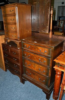Lot 1139 - A mahogany and crossbanded five drawer straight fronted chest; a four drawer straight fronted chest