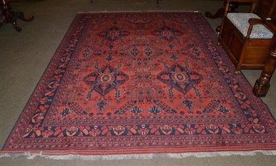 Lot 1164 - Good Turkmen carpet, North West Afghanistan, modern, the brick red field with four large medallions