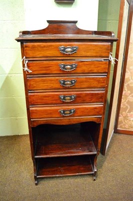 Lot 1182 - An Edwardian stained mahogany five drawer music cabinet, 50cm wide