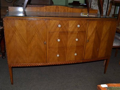 Lot 1192 - A 1930s figured walnut eight piece dining suite, labelled Gaylayde, modern decorative...