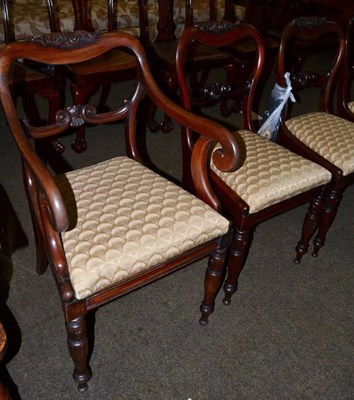 Lot 1223 - Six mahogany William IV dining chairs including two carvers (4+2)