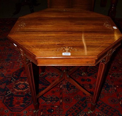 Lot 1237 - A late Victorian rosewood and marquetry inlaid octagonal shaped occasional table, on square...