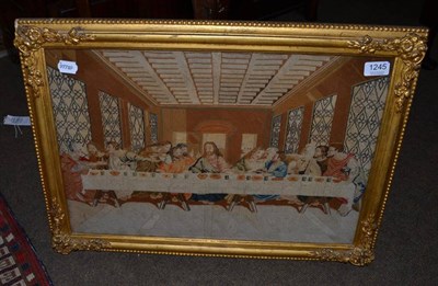 Lot 1245 - An early Victorian needlepoint tapestry of the Last Supper, labelled to reverse 'This Picture...