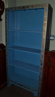 Lot 1259 - A Chinese style blue and parcel gilt painted bookcase (modern), 170cm high