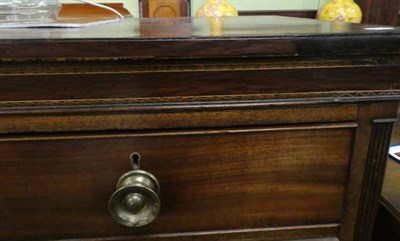 Lot 1274 - A late George III mahogany five drawer straight fronted chest with reeded stiles, 117cm wide