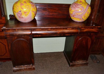 Lot 1281 - A Victorian mahogany pedestal sideboard with three cushion shaped drawers, 151cm wide