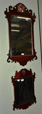 Lot 1284 - A George III style mahogany and parcel gilt mirror together with a 1920s mahogany mirror with shell