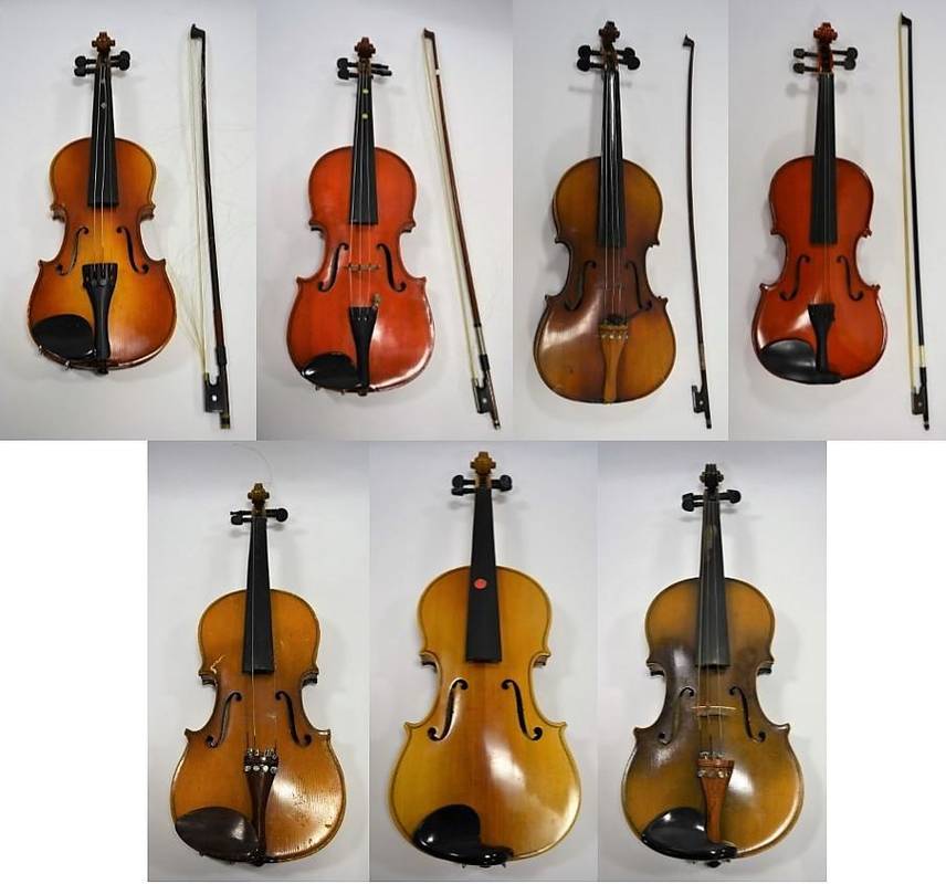 Lot 2003 - Viola 15 3/4'' two piece back, Skylark Brand; Violins:12 1/2'' two piece back, Skylark Brand;...
