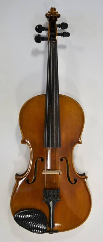 Lot 2006 - Violin 14 1/8'' two piece back, with label 'Copy of Stradivarius Model Fecit c1720', cased
