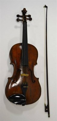Lot 2007 - Violin 14'' one piece back, ebony fingerboard and tailpiece, no label, cased with bow