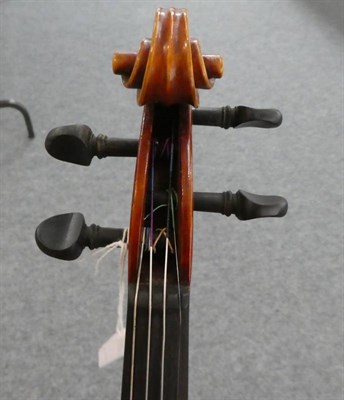 Lot 2009 - Violin 14'' two piece back, ebony fingerboard tailpiece and pegs, with label 'Hopf Anno 1973',...