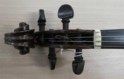 Lot 2010 - Violin 14'' two piece back, ebony fingerboard, bone top and bottom nuts, with makers label 'The...