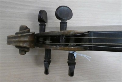 Lot 2012 - Violin 14'' two piece back, no makers label, ebony fingerboard, cased with bow