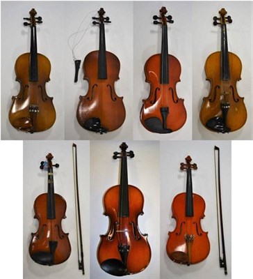 Lot 2014 - Violin 'The Stentor Student' 1/8th size (cased with bow) together with a further 14'' one piece...
