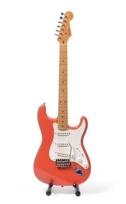 Lot 2023 - Fender 50th Anniversary Stratocaster Guitar (1996) Made in Japan no.V026874, red with cream scratch