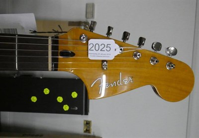 Lot 2025 - Fender Electric Guitar no.CGF1210569, Crafted in China, electric blue finish with cream marbled...