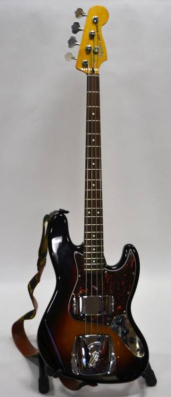 Lot 2026 - Fender Jazz Bass (Crafted In China) no.CGF1202185, sunburst finish with marbled scratchplate...