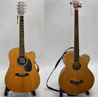 Lot 2031 - Harley Benton Two Electric Acoustic Guitars (i) 6-string CLD 16 SCE, natural finish (ii)...