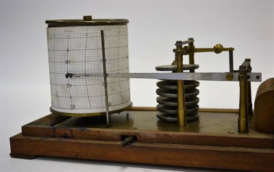 Lot 2079 - Barograph with seven vacuum sections, on brass base with external level to adjust pen pressure,...