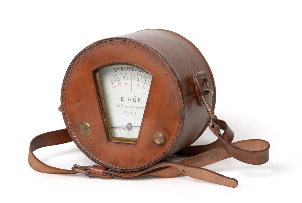 Lot 2080 - E Hue (Paris) Statoscope with brass casing in leather case stamped 'C.C.' with crown emblem verso 5