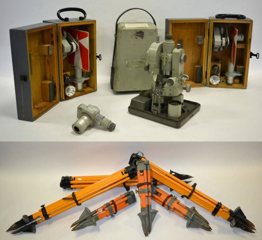 Lot 2081 - East German Mining Dial And Other Surveying Equipment including Carl Zeiss Jena Theo 080 and...