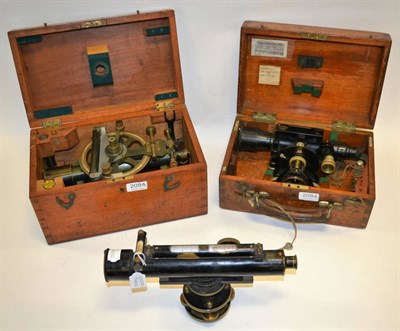 Lot 2084 - Surveyors Levels (i) Hall Bro (Supplied by J A Reynolds) black lacquered (cased) (ii) unnamed brass