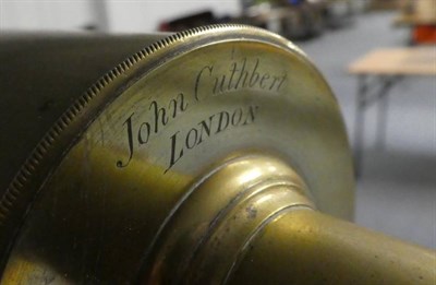 Lot 2096 - John Cuthbert (London) Brass Reflecting Telescope with 2 3/4'' mirror, 11 3/4'' 30cm barrel...
