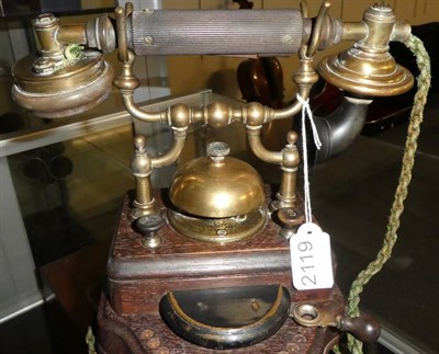 Lot 2119 - Ericsson Skeleton Telephone with brass frame and brass destination dial lever (telephone lacks...