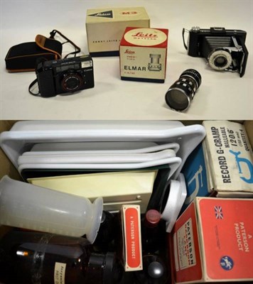 Lot 2127 - Kodak Six20 Folding Camera together with Corfield Tele-Lumax f3.5 135mm lens, box for Leica M3...