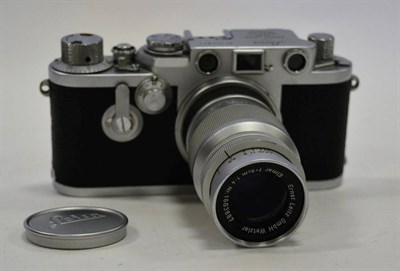 Lot 2135 - Leica IIIf Camera no.724871, with Elmar f4 90mm lens