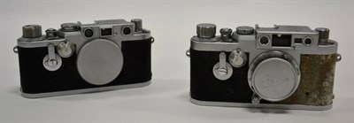 Lot 2136 - Leica IIIg Camera Body Only no.971814 (half of case cover missing) together with IIIf no.688237 (2)