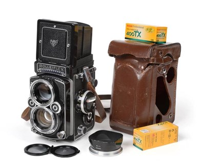 Lot 2147 - Rolleiflex 2.8F Camera no.2445975, with Carl Zeiss Planar f2.8 80mm lens, with leather case and...