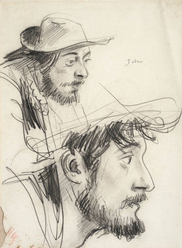 Lot 242 - Augustus John OM RA (1878-1961)  Portrait of a bearded gypsy  Signed, charcoal, 31.5cm by 23cm...