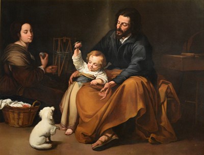 Lot 313 - After Bartolome Esteban Murillo (1617-1682) Spanish The Holy Family with a Little Bird Oil on...