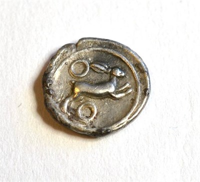 Lot 3 - Bruttium, Kroton, Diobol, c.525-425 BC, Tripod, ear of corn to right, rev. hare springing right,  O