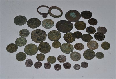 Lot 4 - A metal detecting find group of mainly ancient Greek silver and Roman bronze coins, together...