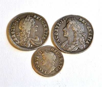 Lot 21 - Charles II (1660-1685), Shilling, 1663, first bust, (S.3371); James II (1685-1688), Shilling, 1685