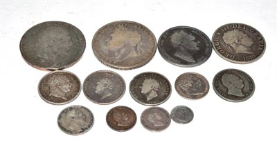 Lot 27 - George III (1760-1820), Crown, 1820, edge LX, halfcrown 1819, shilling 1820, sixpence 1817;...