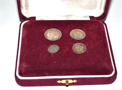 Lot 42 - Victoria (1837-1901), Maundy set, 1874, young head, in modern fitted case, (S.3916). Toned...