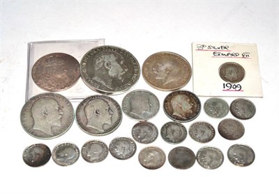 Lot 50 - Edward VII (1901-1910), Silver coins (8), crown 1902, halfcrown 1906, florin 1910, shillings...