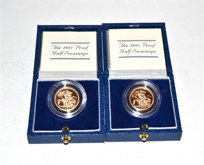 Lot 63 - Elizabeth II (1952-), proof Half Sovereigns (2), 1983, in Royal Mint cases of issue, (S.SB1)....