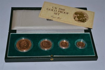 Lot 66 - Elizabeth II (1952-), gold proof set, 1980, five pounds down to half sovereign (4 coins), in...
