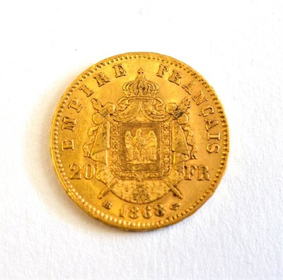 Lot 89 - France, Napoleon III (1852-1870), 20 Francs, 1868 BB, Strasbourg. Good very fine