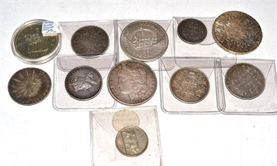 Lot 102 - Miscellaneous foreign coins: Australia, florin, George V 1927, crown, George VI 1937; Canada,...