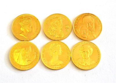 Lot 104 - Miscellaneous 9ct. gold commemorative medallions (4), weighing approx 5.14g; Republic of...