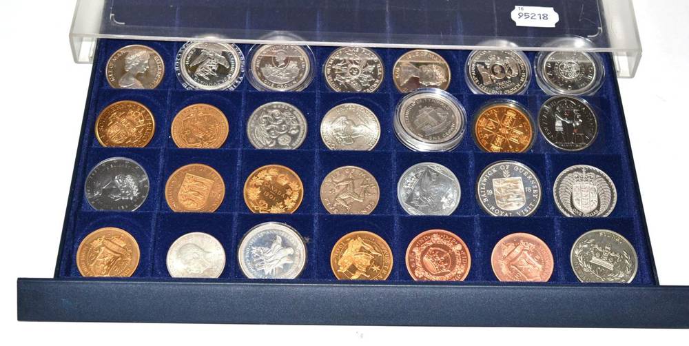 Lot 109 - Miscellaneous coins: a large collection of approximately 220 crown-sized silver and base metal...