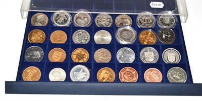 Lot 109 - Miscellaneous coins: a large collection of approximately 220 crown-sized silver and base metal...