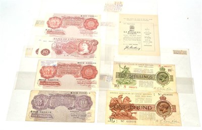 Lot 120 - Bank of England, ten shillings (6), Peppiatt, mauve emergency WW2 issue, 1940, B95D; Beale,...