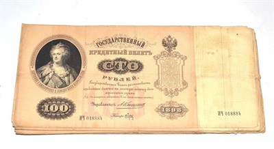 Lot 125 - Russia, 100 Roubles (49), 1898 issue, some Timashev, some Konshin. Varied state fair to very...