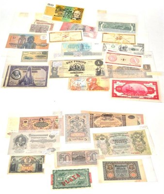 Lot 131 - World banknotes: approximately 75 banknotes (19th and 20th century) including Russia (4), all early